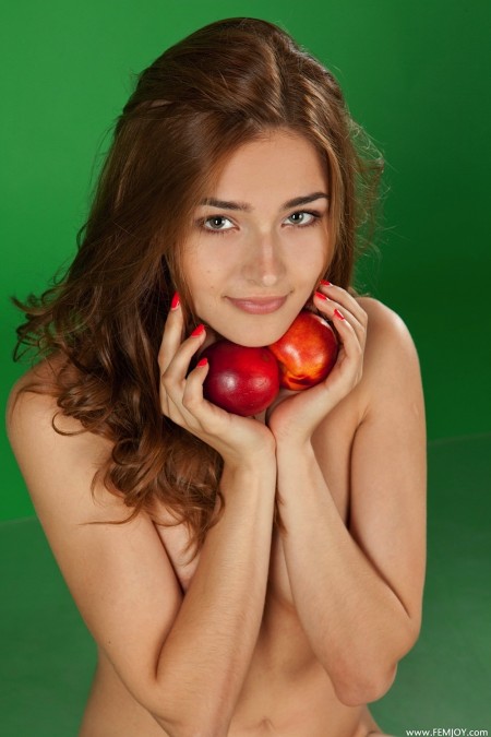 With apples