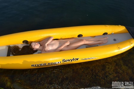 Alexa M In an inflatable boat