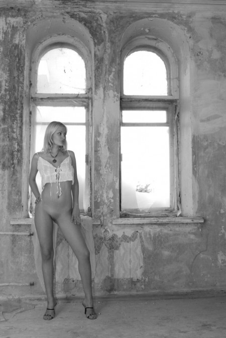 Daria B Blonde  in an old house
