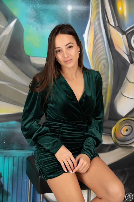 Dominika C Green Velvet Dress
